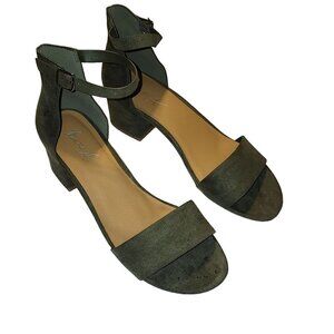Mari A Mattie shoes size 8.5 M open toe faux suede olive green block heel